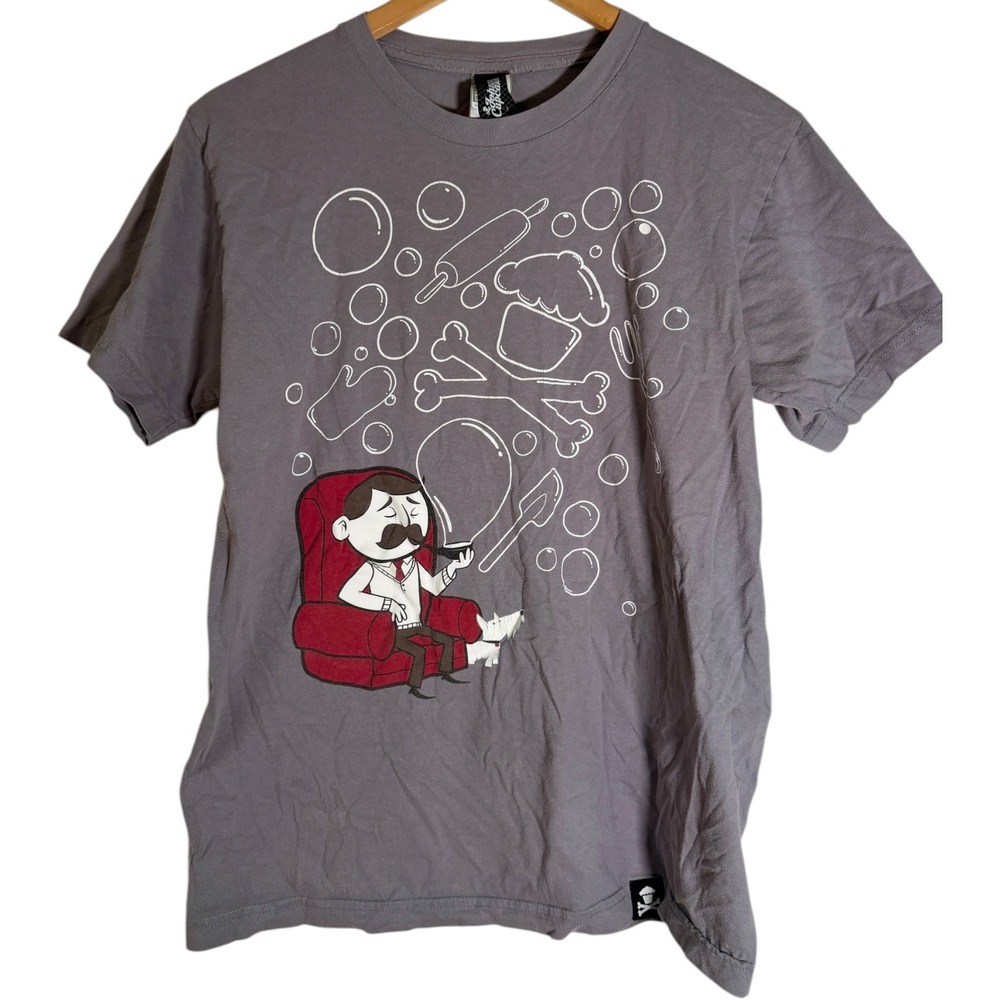 Johnny Cupcakes Men's Winston Dog Bubbles Short‎ Sleeve T shirt Gray Medium